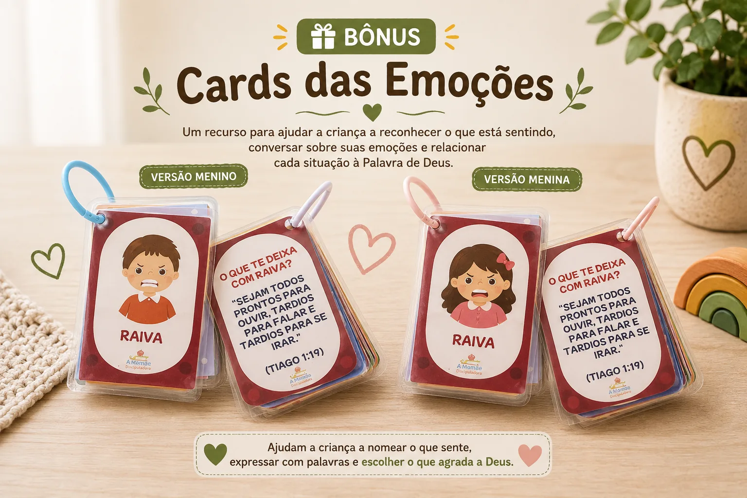 Cards das Emoções — menino e menina